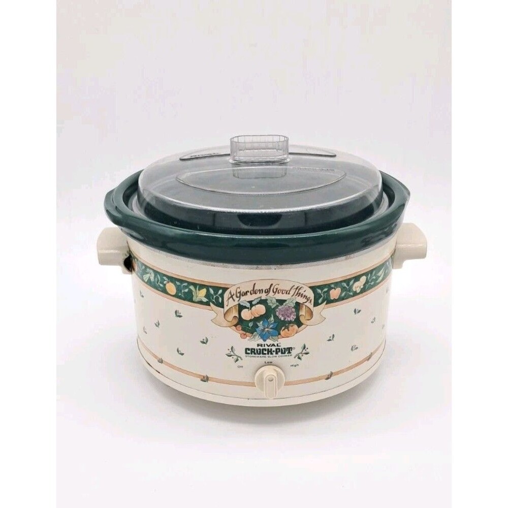 Vintage Rival Crockpot A Garden of Good Things Model 3355 Plastic Lid 5 Quart